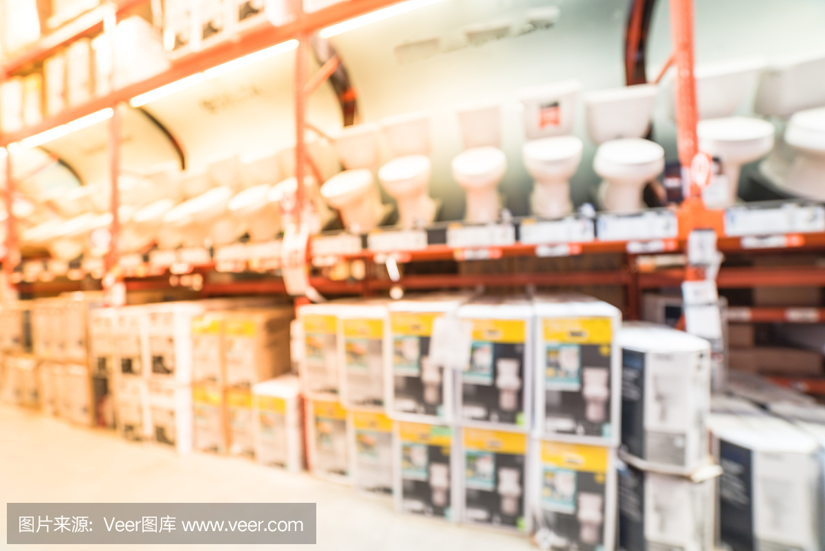 抽象模糊的馬桶座,碗,坐浴盆在五金店在美國